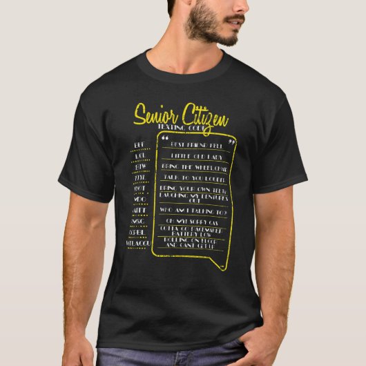 Oudere opa verontruste senioren sms'en t-shirt (Voorkant)
