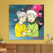 Oudere paar kunst verpakt canvas (Insitu (Woonkamer))