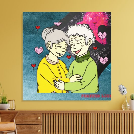 Oudere paar kunst verpakt canvas (Insitu (Woonkamer))