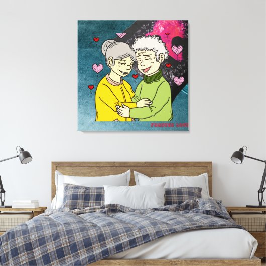 Oudere paar kunst verpakt canvas (Insitu (Slaapkamer))