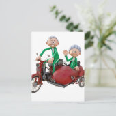 Oudere paar op een brommer met Sidecar Briefkaart (Staand voorkant)