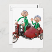 Oudere paar op een brommer met Sidecar Briefkaart (Voorkant / Achterkant)