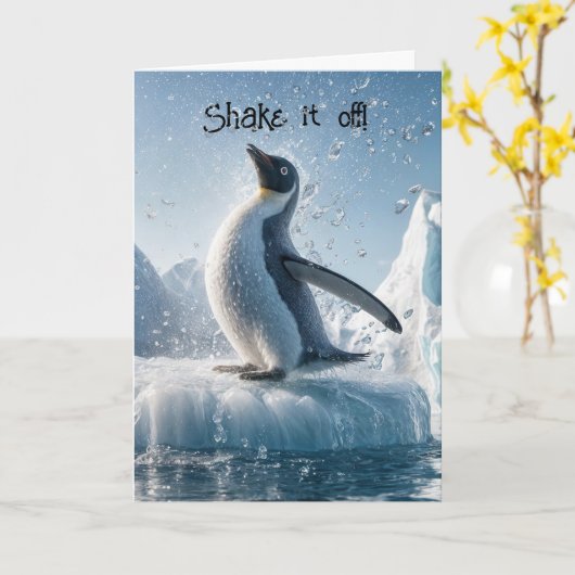 Oudere pinguïn op het ijs kaart (Gele Bloem)