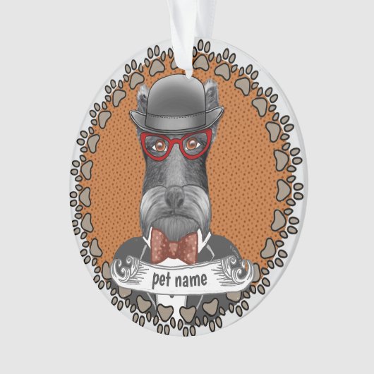 Oudere Schnauzer Bril Ornament (voorkant)