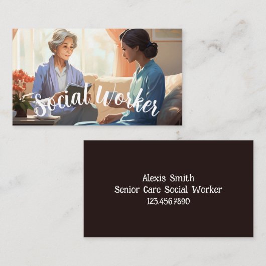 Oudere sociale assistent visitekaartje (Voorkant / Achterkant)