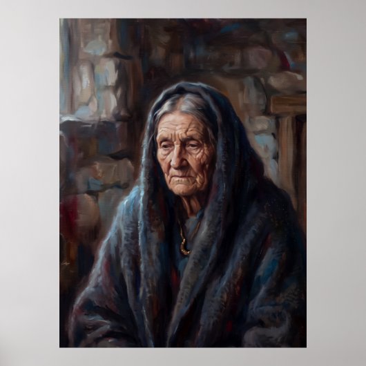 Oudere van de Stille Haard Geest Portret Poster (Voorkant)