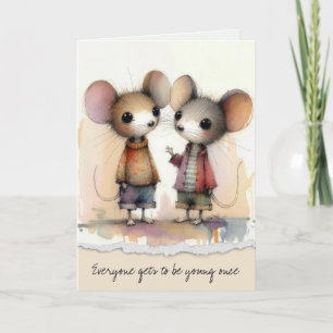 Oudere Verjaardag Waterverf Muizen Kaart