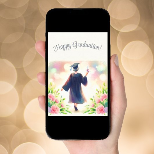 Oudere vrouw blij Afstuderen Kaart