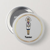 Oudere Vrouw Doctor met grijze haarnaam Button (Voorkant /achterkant)