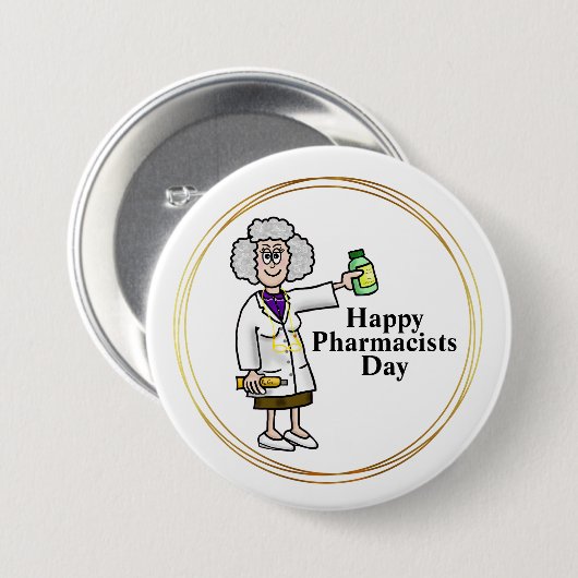Oudere Vrouw Farmaceutische Button (Voorkant /achterkant)