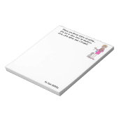 Oudere vrouw lacht om tekenen van ouder worden notitieblok (Linkerzijde)