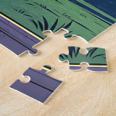 Oudere vrouw mediteert onder de maan legpuzzel (Zijkant)