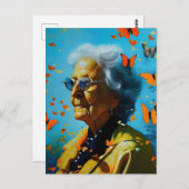 Oudere vrouw met botervliegen briefkaart (Voorkant / Achterkant)