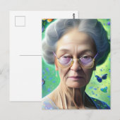 Oudere vrouw met botervliegen briefkaart (Voorkant / Achterkant)