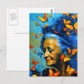 Oudere vrouw met botervliegen briefkaart (Voorkant / Achterkant)