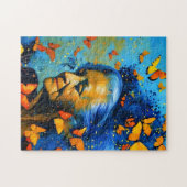 Oudere vrouw met botervliegen legpuzzel (Horizontaal)