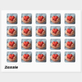 Oudere vrouw met een rood hart vierkante sticker (Vel)