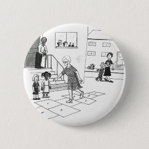 Oudere vrouwen skips met kinder boodschappen ronde button 5,7 cm