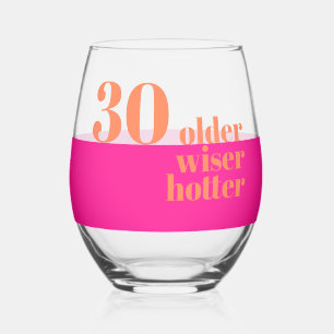 Oudere Wiser Hotter Roze en Sinaasappel 30e Wijnglas Zonder Voet