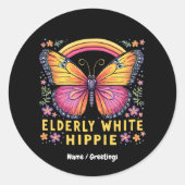Oudere Witte Hippie Grappig Quote Retro Humor Ronde Sticker (Voorkant)