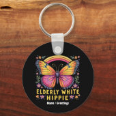 Oudere Witte Hippie Grappig Quote Retro Humor Sleutelhanger (Voorkant)
