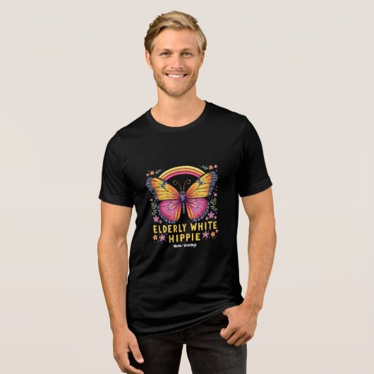 Oudere Witte Hippie Grappig Quote Retro Humor Tri-Blend Shirt (Voorkant volledig)