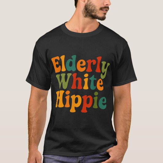 Oudere Witte Hippie Trending T-shirt (Voorkant)