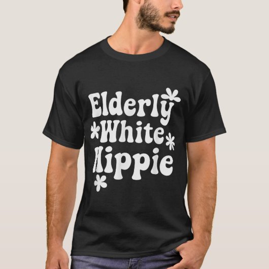 Oudere Witte Hippie Trending T-shirt (Voorkant)