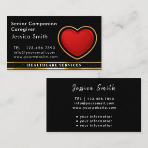 Oudere Zorgverlener Moderne Rode Hart Medisch Visitekaartje