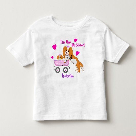 Oudere Zus Cavalier King Charles Spaniel Naam Kinder Shirts (Voorkant)