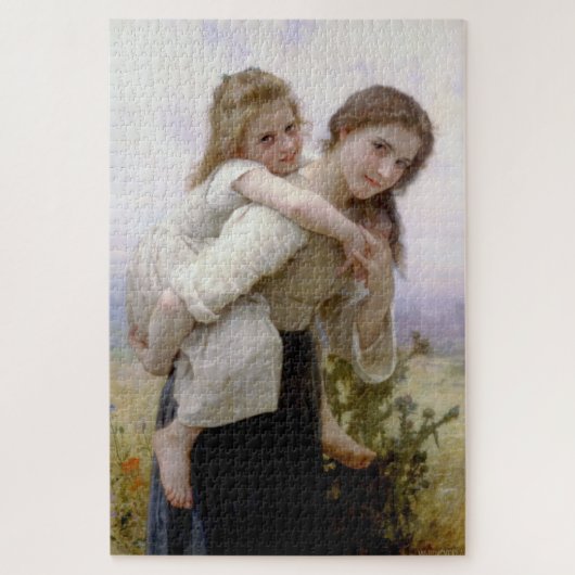 Oudere Zus Giving Jongere Zus Piggyback Ride Legpuzzel (Verticaal)