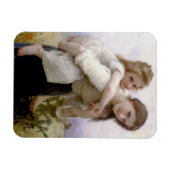 Oudere Zus Giving Jongere Zus Piggyback Ride Magneet (Horizontaal)