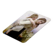 Oudere Zus Giving Jongere Zus Piggyback Ride Magneet (Linkerzijde)