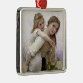 Oudere Zus Giving Jongere Zus Piggyback Ride Metalen Ornament (Rechts)