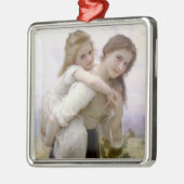 Oudere Zus Giving Jongere Zus Piggyback Ride Metalen Ornament (Links)