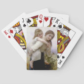 Oudere Zus Giving Jongere Zus Piggyback Ride Pokerkaarten (Achterkant)