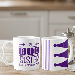 Oudere zus initials est. maand jaar paars koffiemok