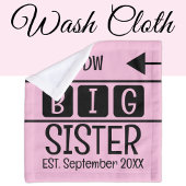 Oudere zus initials est. maand jaar roze washandje