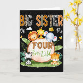 Oudere Zus Van De Four Ever Wild Safari 4de Verjaa Kaart (Gele Bloem)