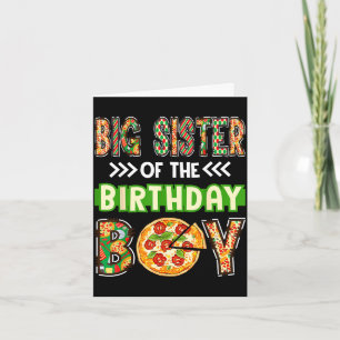 Oudere zus van de jarige jongen pizza liefhebber kaart