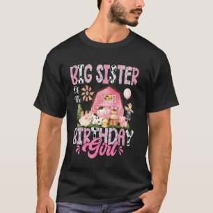 Oudere Zus Van Het Jarige Meisje Roze Boerderij Ko T-shirt