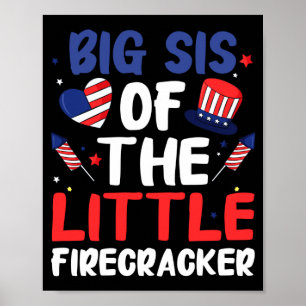 Oudere zus van het kleine vuurwerk grappige famili poster