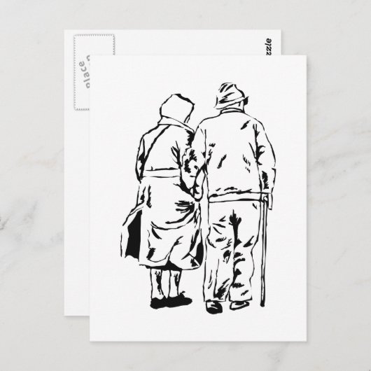 Ouderen Couple Briefkaart (Voorkant / Achterkant)
