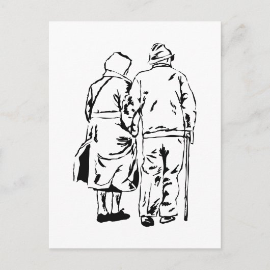 Ouderen Couple Briefkaart (Voorkant)