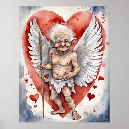Ouderen Cupido - Kunstdruk Poster (Voorkant)