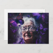 Ouderen en Paarse butterflies Briefkaart (Voorkant / Achterkant)