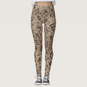 Ouderen - Futhark Pattern Gold omhuld op hout Leggings (Voorkant)