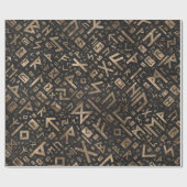 Ouderen - Futhark Pattern Gold op Black Wood 2 Cadeaupapier (Vlak)