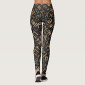 Ouderen - Futhark Pattern Gold op Black Wood 2 Leggings (Achterkant)