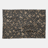 Ouderen - Futhark Pattern Gold op Black Wood 2 Theedoek (Horizontaal)
